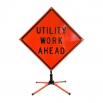 Roll Up Sign & Stand - 48 Inch Utility Work Ahead Roll Up Reflective Traffic Sign